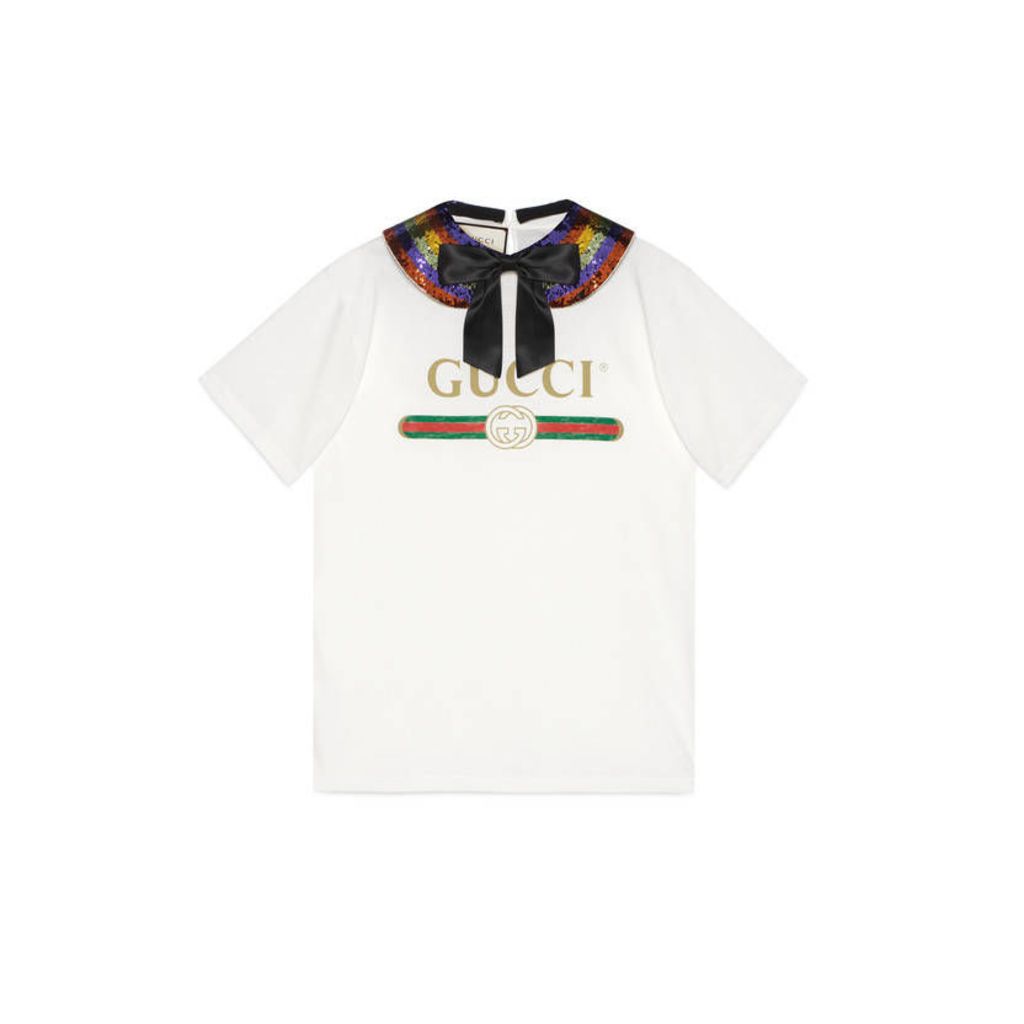 Oversize collared T-shirt with Gucci logo