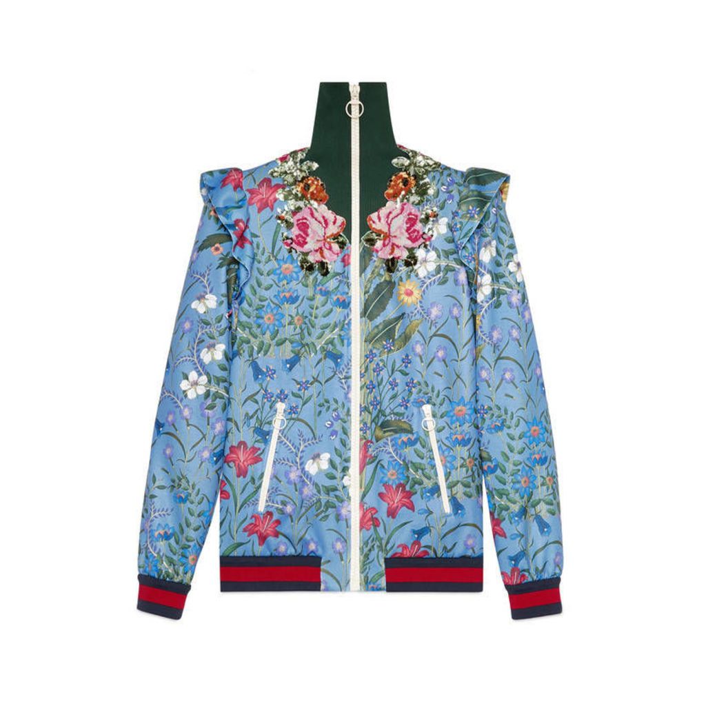 Embroidered New Flora print jersey jacket