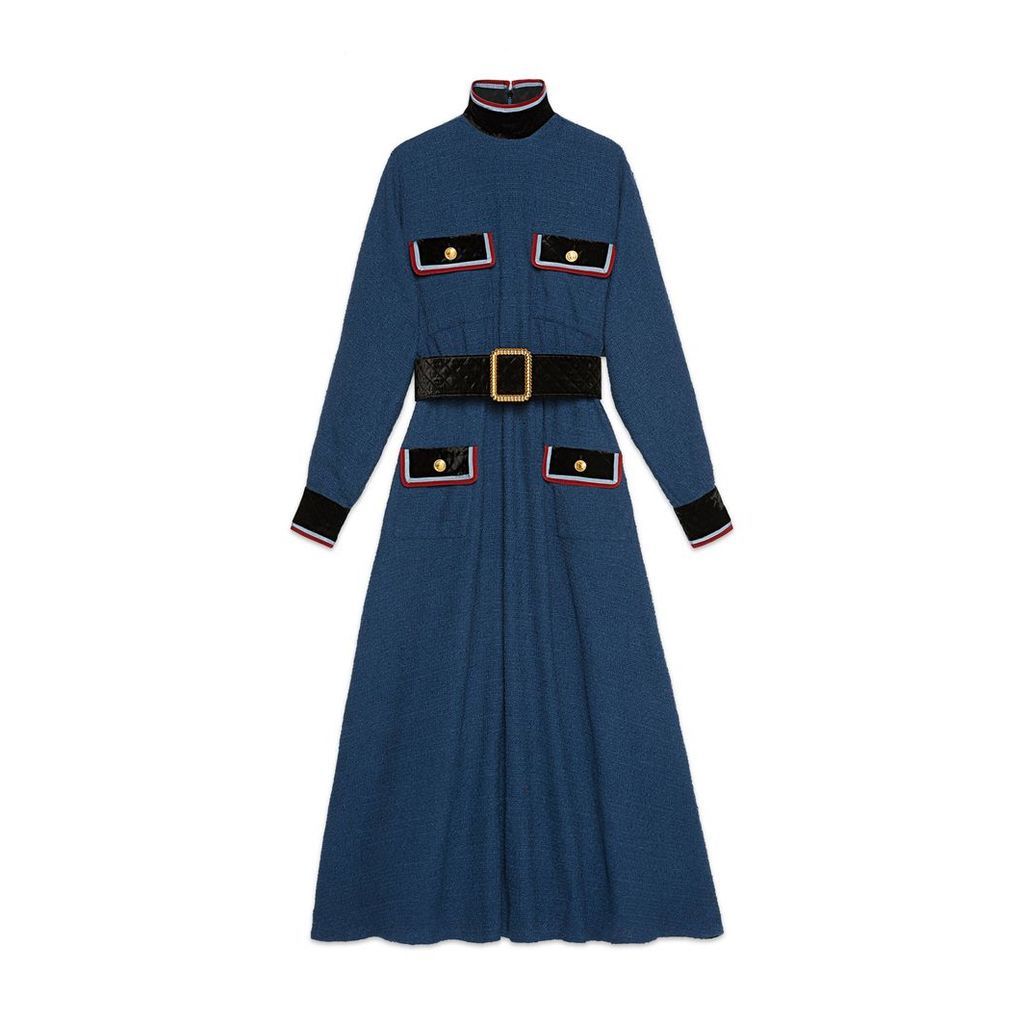 Cotton dress with velvet details