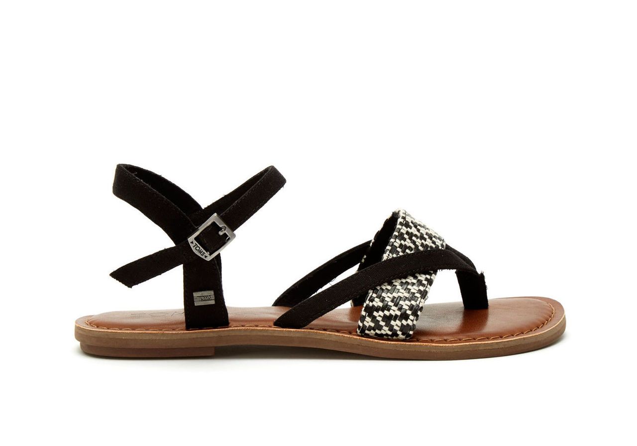 Black White Woven Women's Lexie Sandals