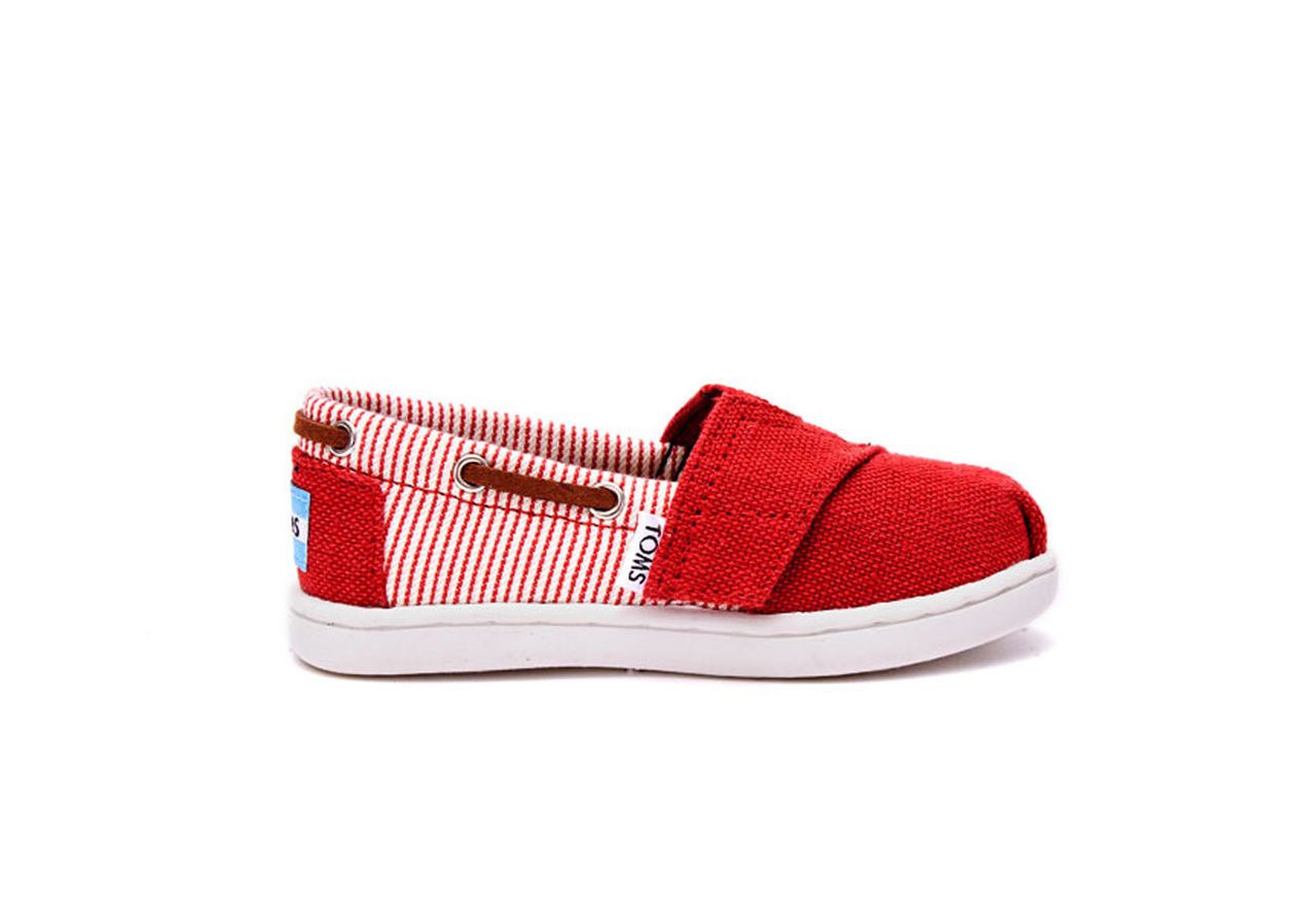 Red Burlap and Stripe Textile Tiny TOMS Biminis