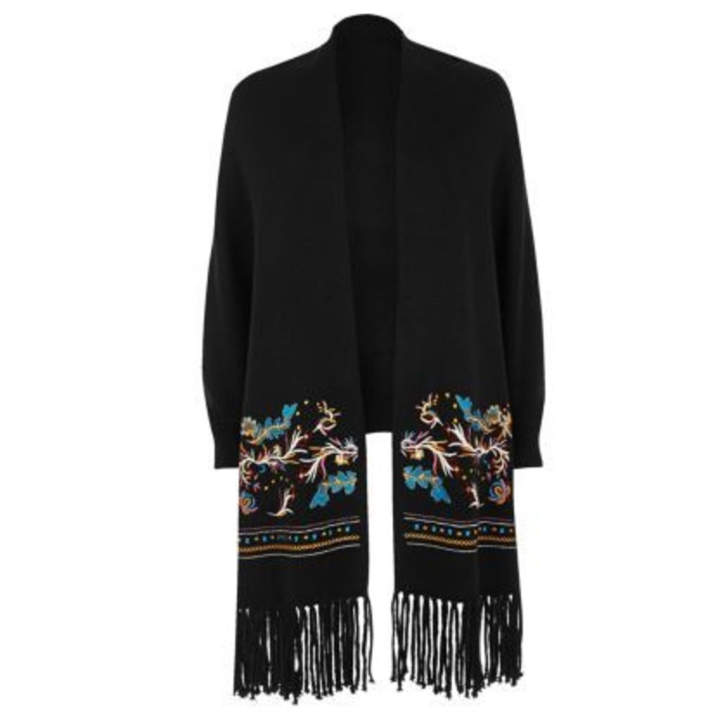 River Island Womens Black knitted embroidered cardigan