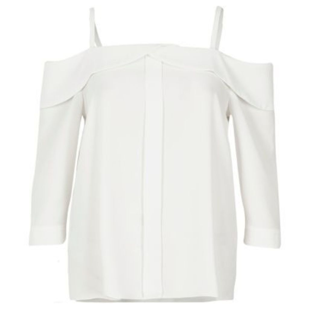River Island Womens White placket cold shoulder top