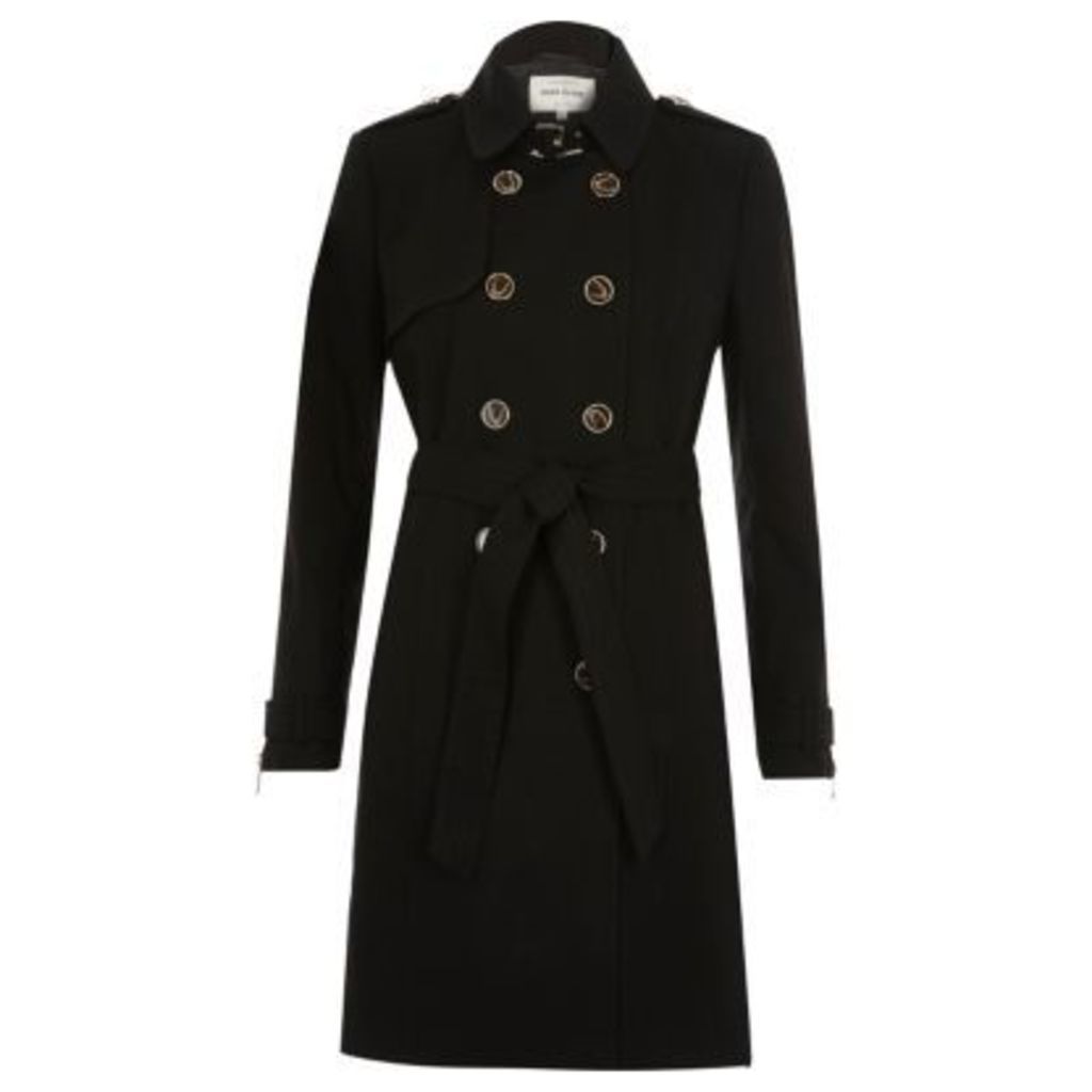 River Island Womens Black zip cuff trench coat