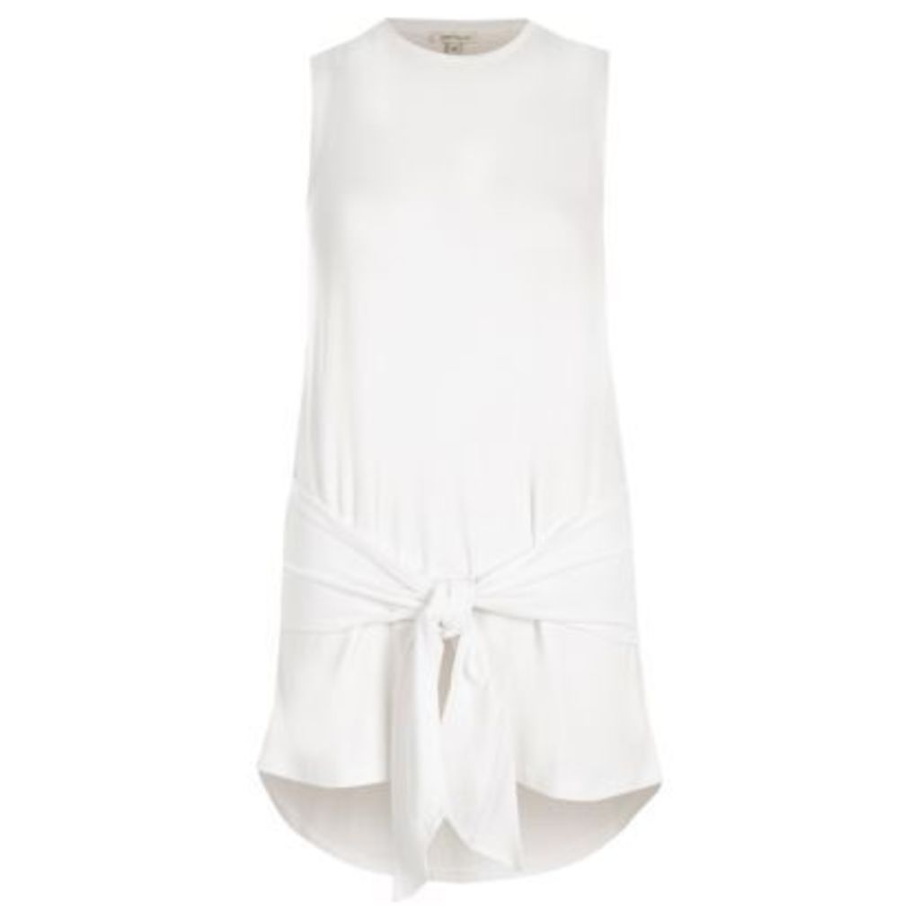 River Island Womens White tie front tank top