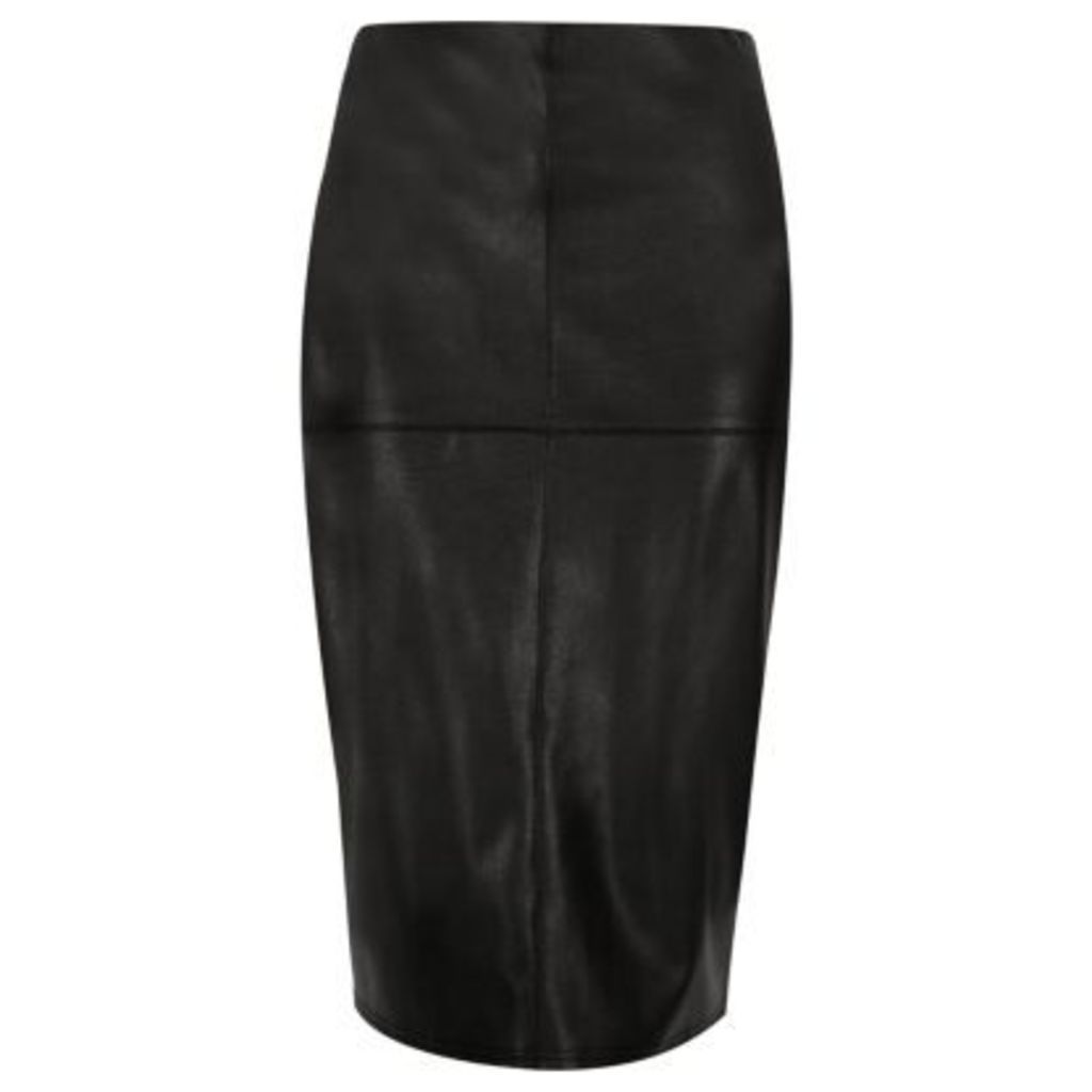 River Island Womens Black leather look pencil skirt