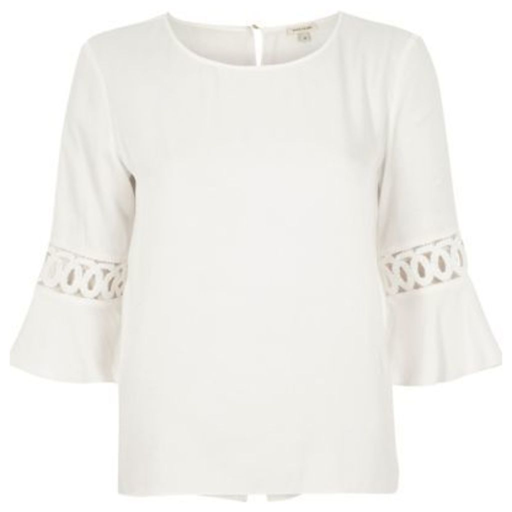 River Island Womens White cord insert bell sleeve top