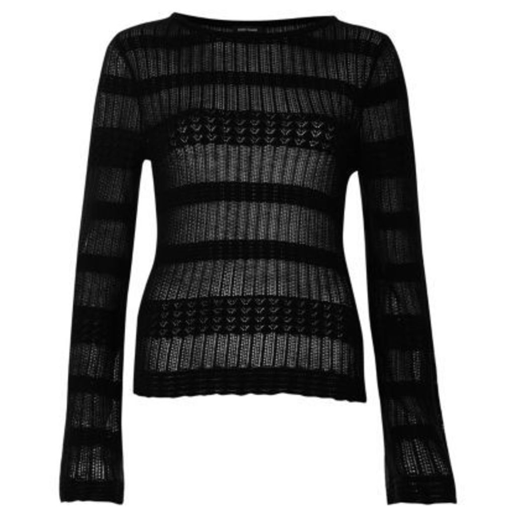 River Island Womens Black sheer panel knit jumper