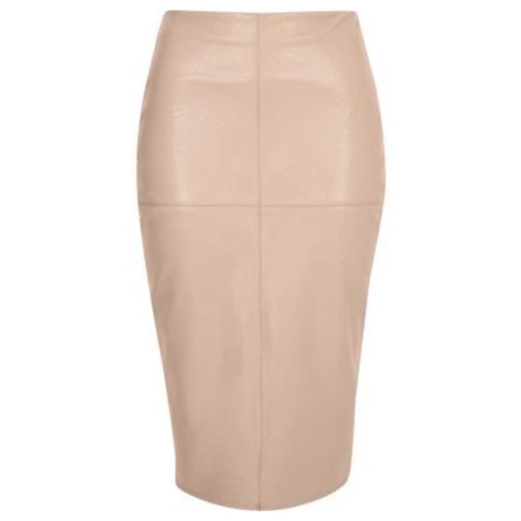 River Island Womens Nude faux leather pencil skirt