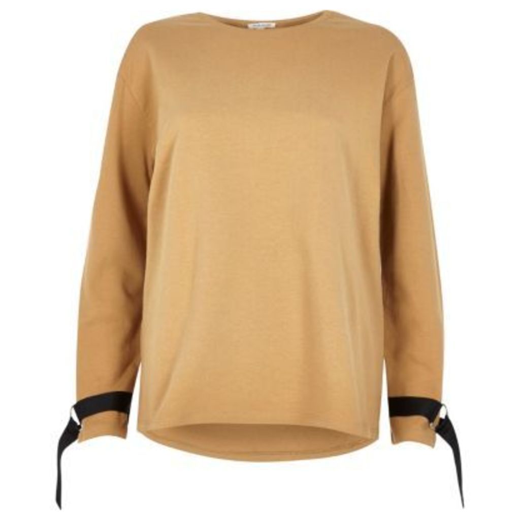 River Island Womens Light Brown ring detail long sleeve sweater