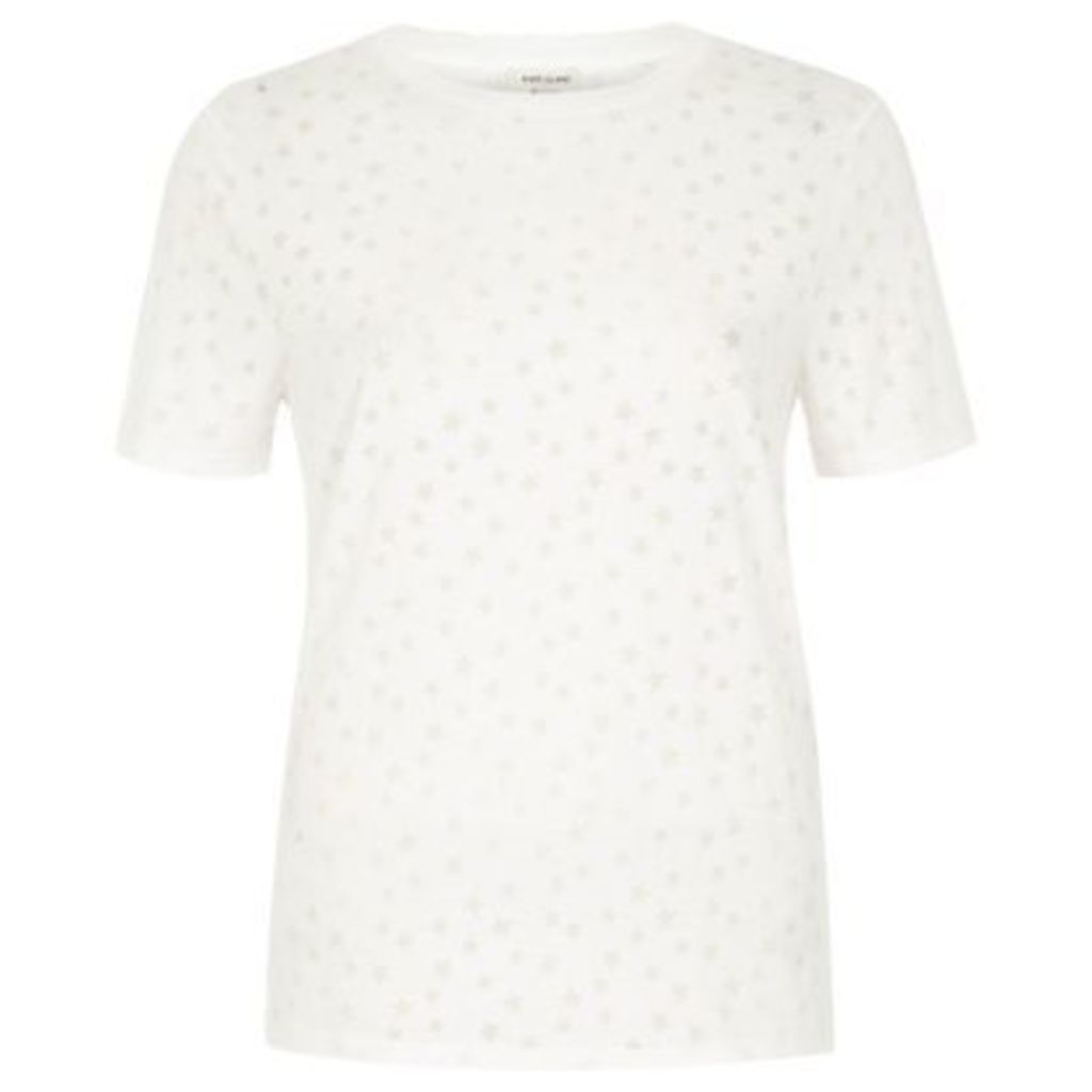 River Island Womens White star print burnout T-shirt