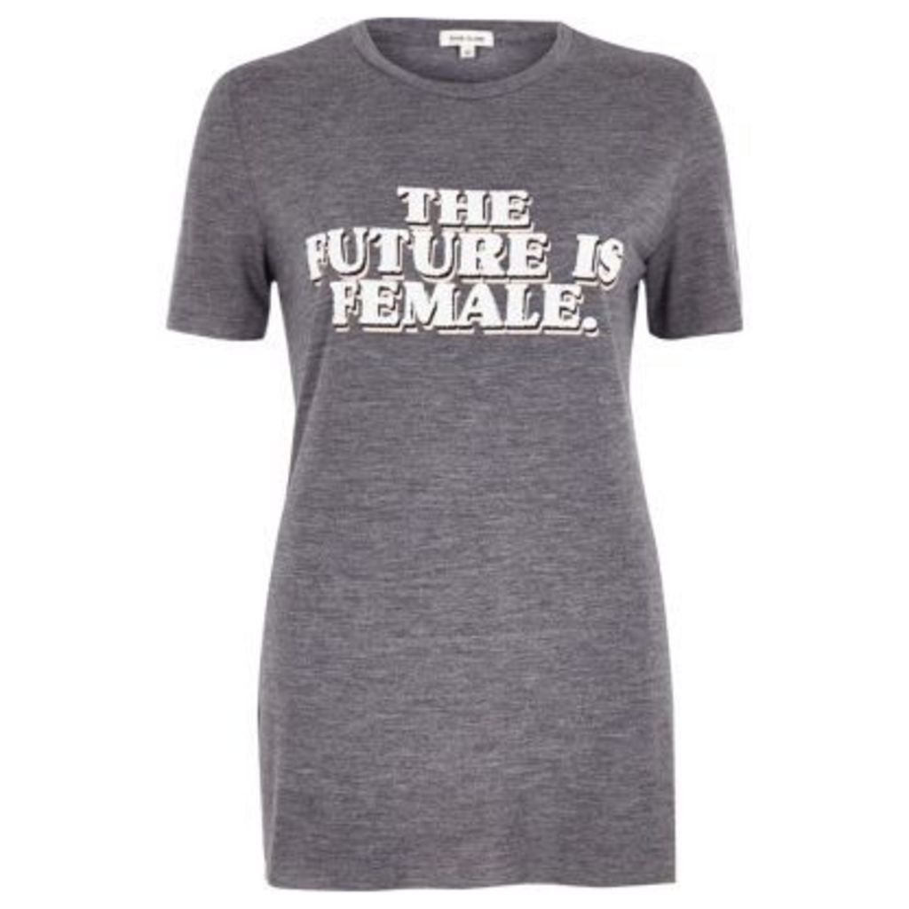 River Island Womens Grey marl 'the future is female' T-shirt
