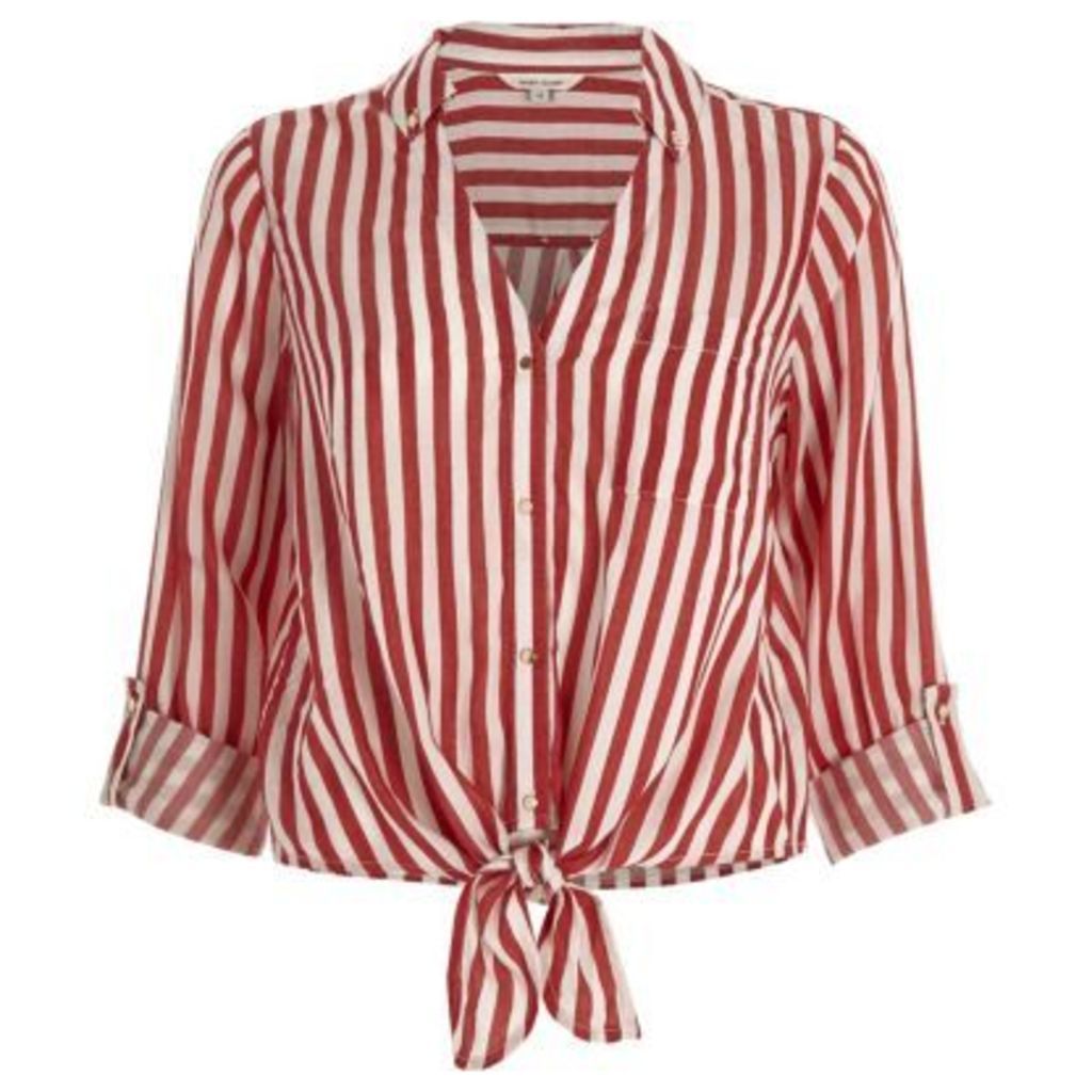 River Island Womens Red stripe tie front shirt