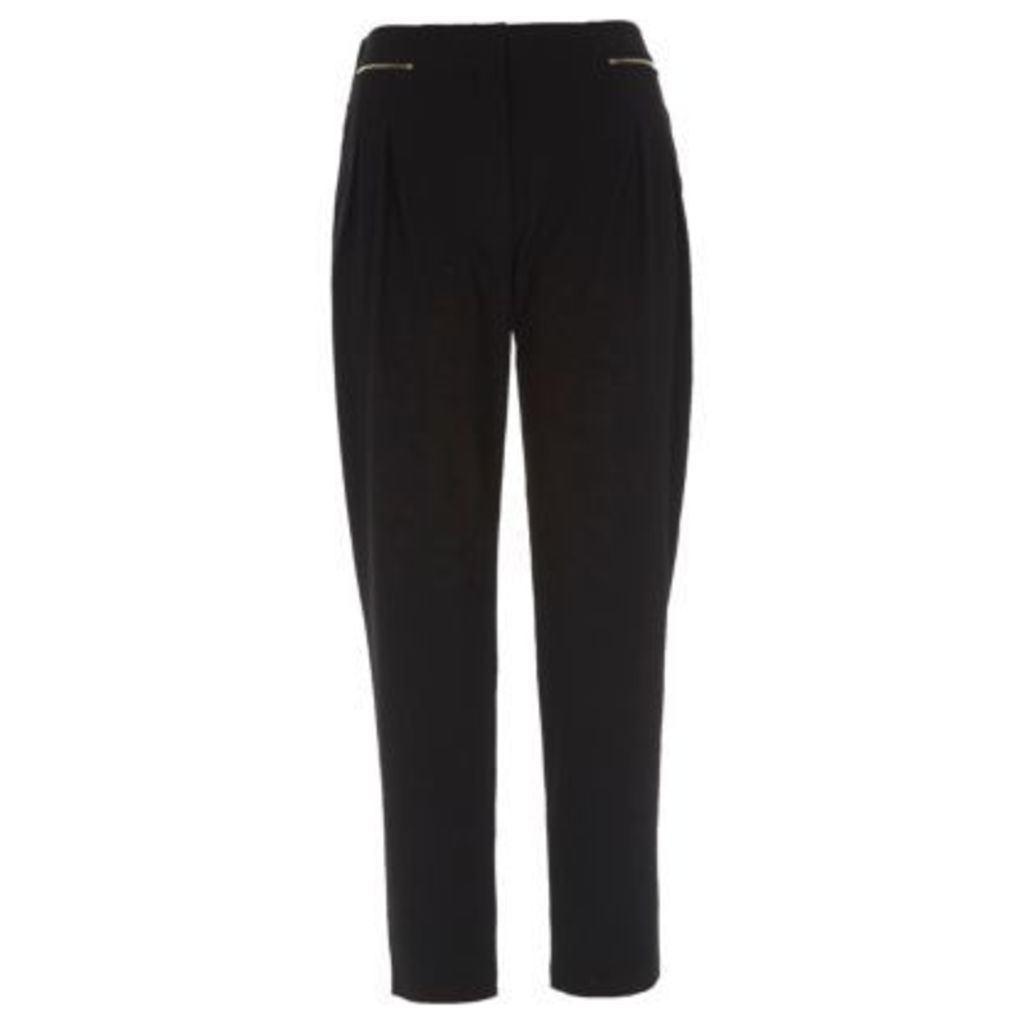 River Island Womens Black zip front tapered trousers