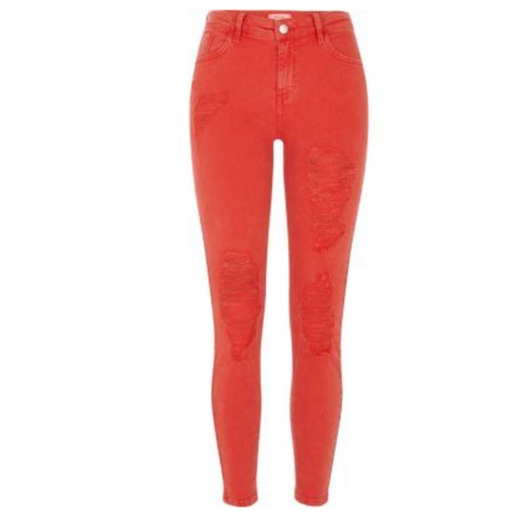 River Island Womens Red Amelie super skinny fit jeans