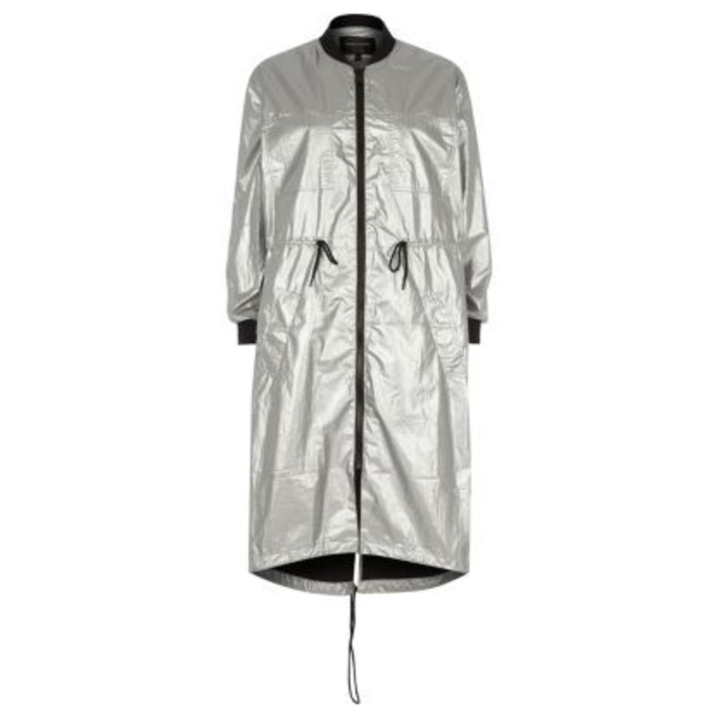River Island Womens Silver metallic longline anorak jacket
