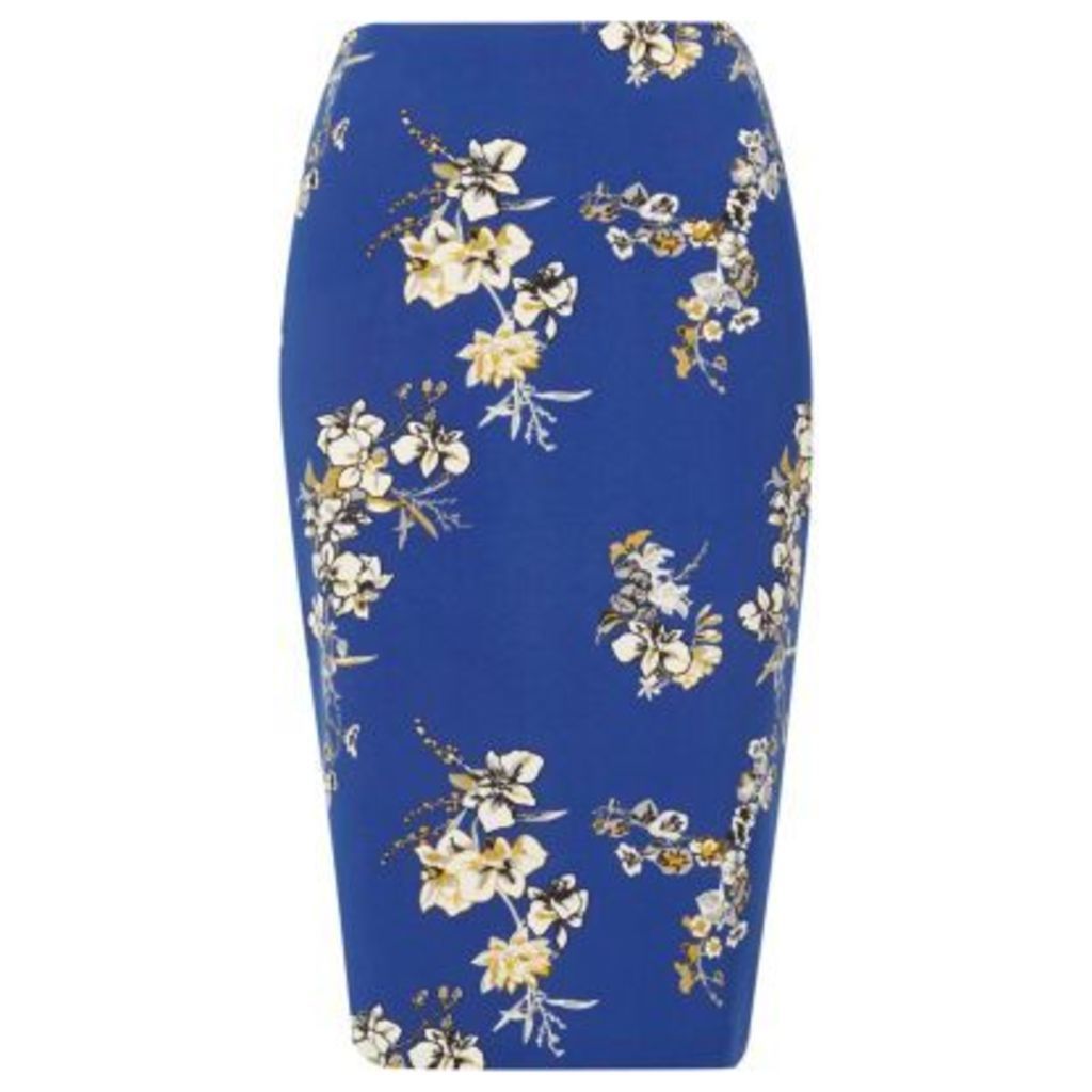 River Island Womens Blue floral print pencil skirt