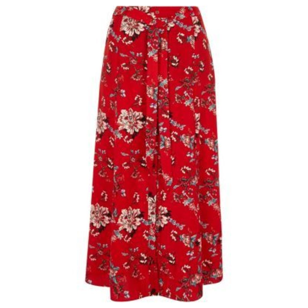 River Island Womens Red floral print maxi skirt
