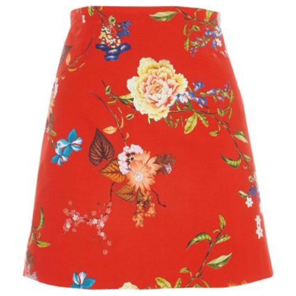 River Island Womens Red floral print mini skirt