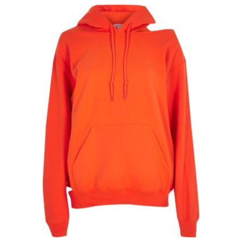 River Island Womens Orange cut out hoodie