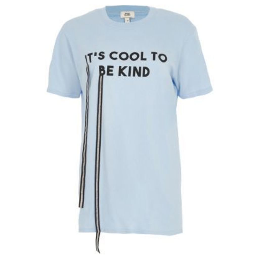 River Island Womens Blue 'it's cool to be kind' print T-shirt