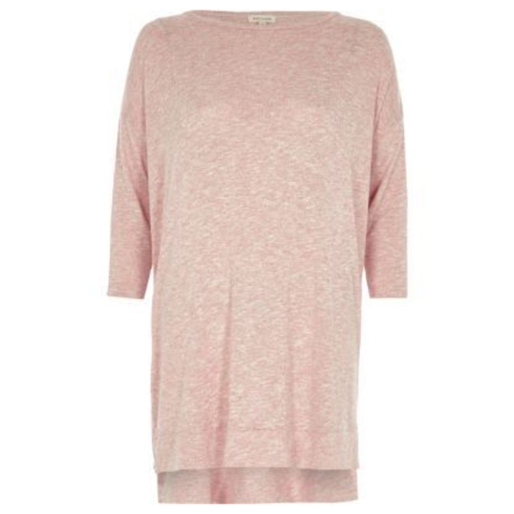 River Island Womens Pink knit side zip longline top