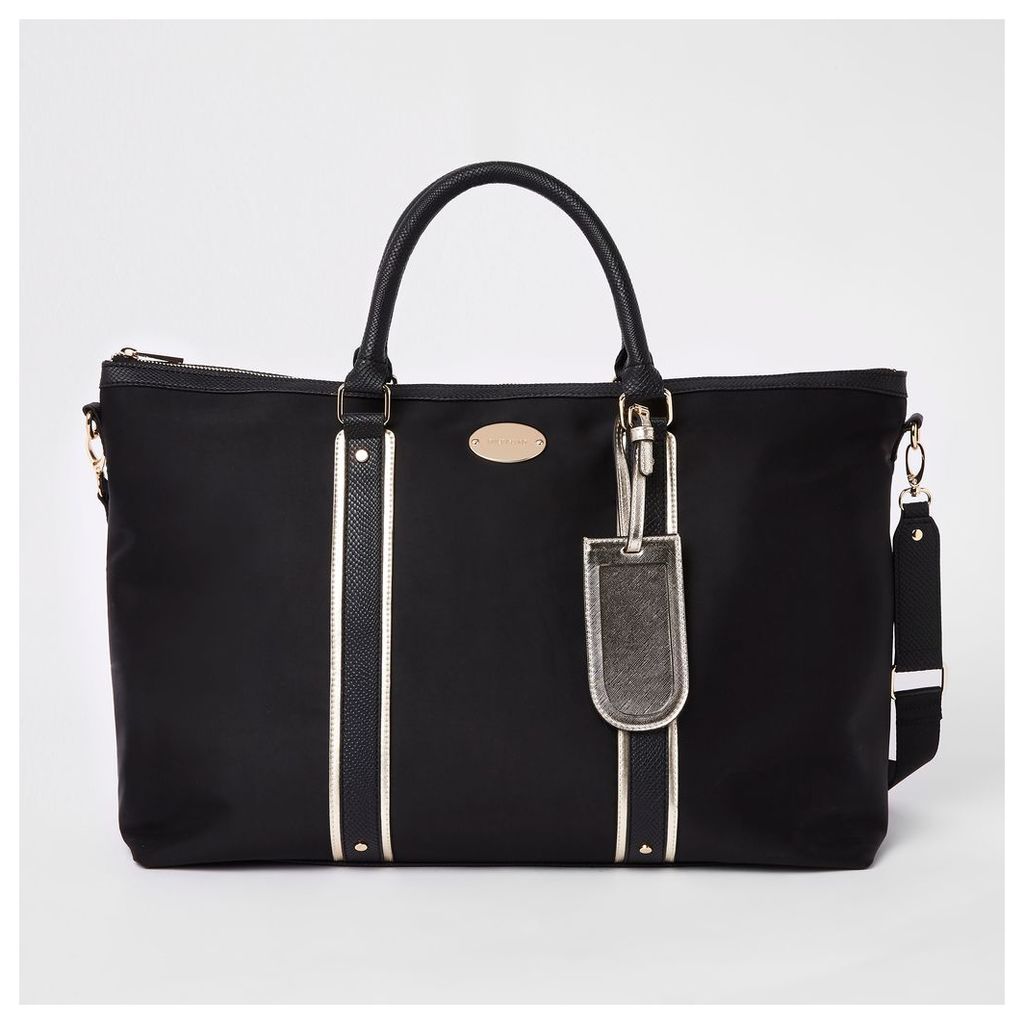 River Island Womens Black mixed panel weekend bag