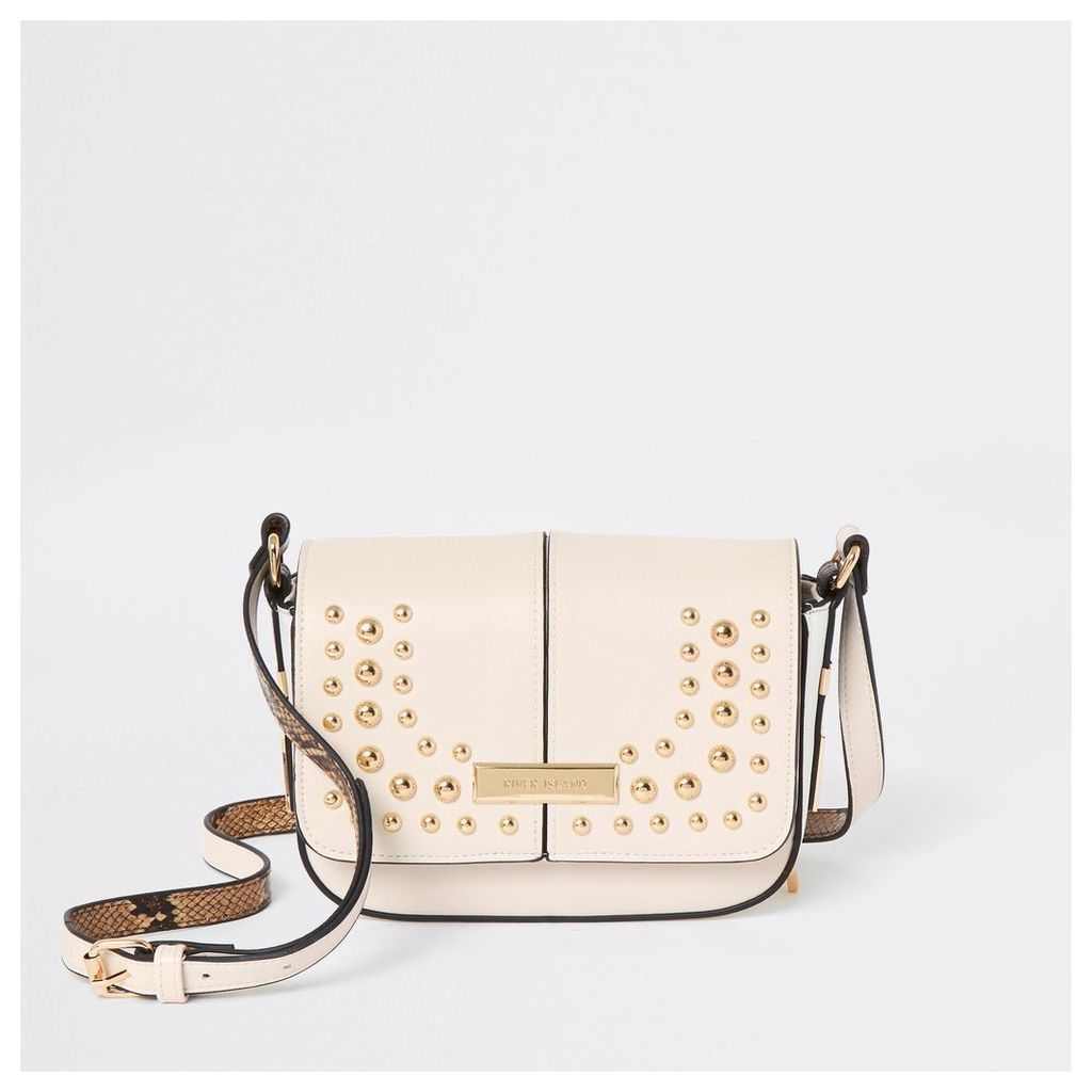 Womens Cream stud embellished cross body bag