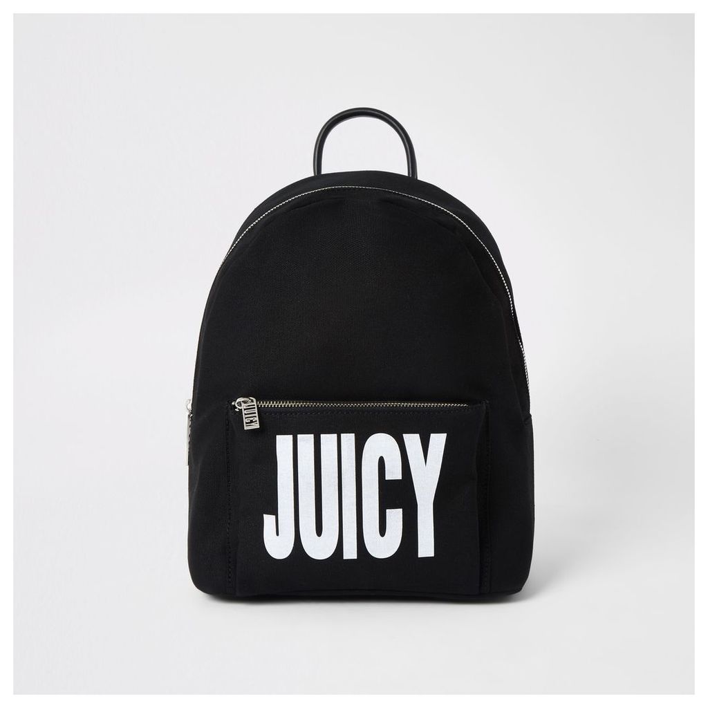 River Island Womens Juicy Couture Black logo print backpack