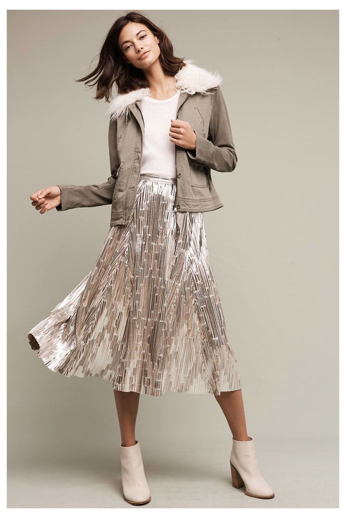 Eclat Metallic Midi Skirt, Silver