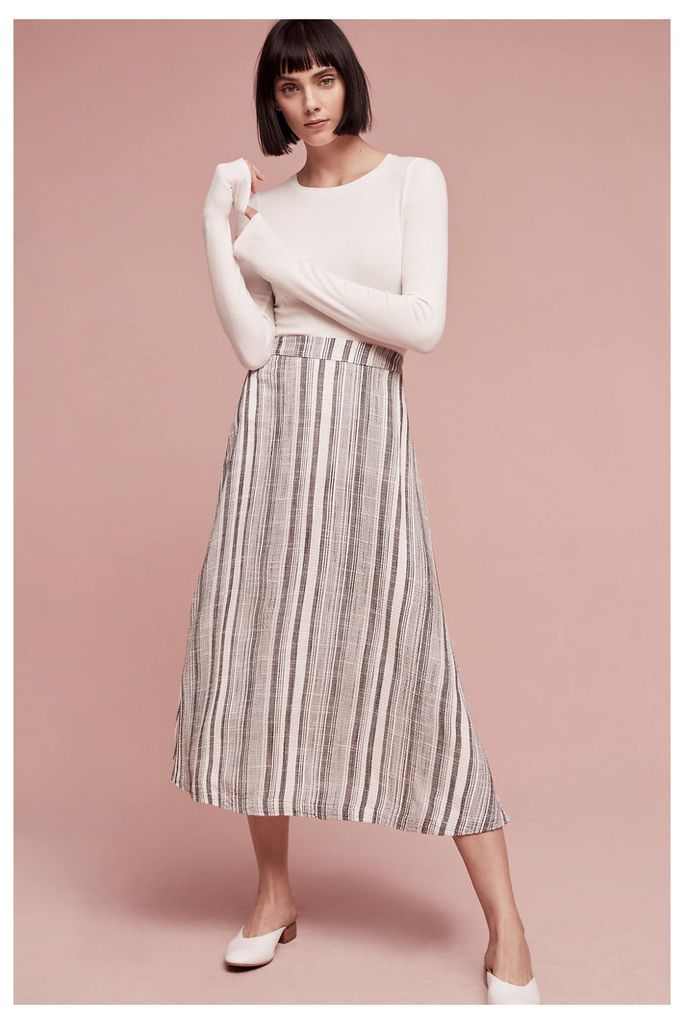 Clara Striped Midi Skirt, Grey
