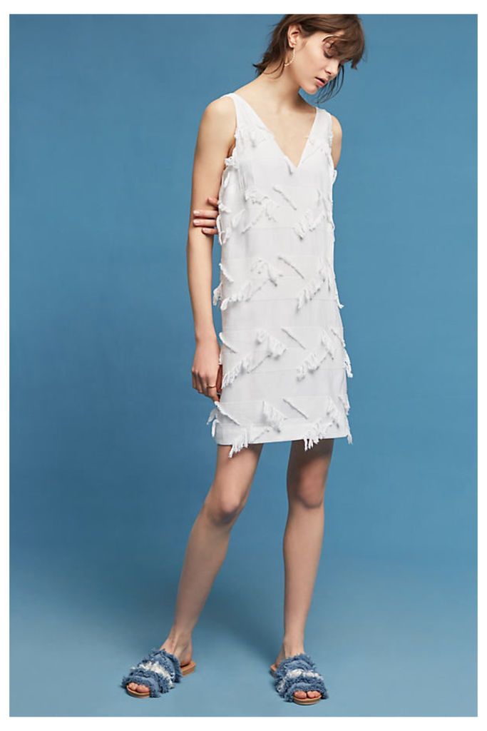 Posie Fringed Dress - White, Size Uk12