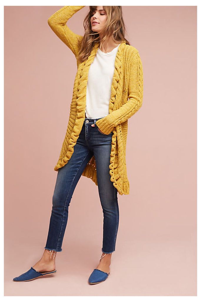 Circle-Knit Cardigan - Yellow, Size S