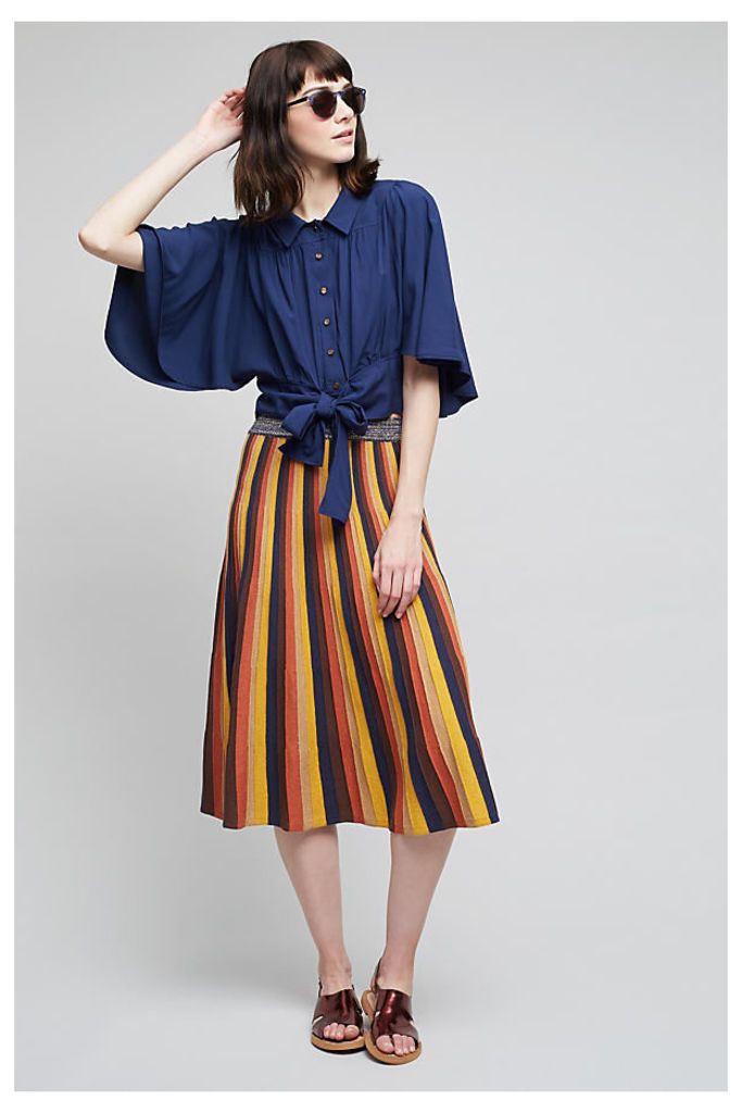 Amie Striped Midi Skirt, Orange - A/s, Size M