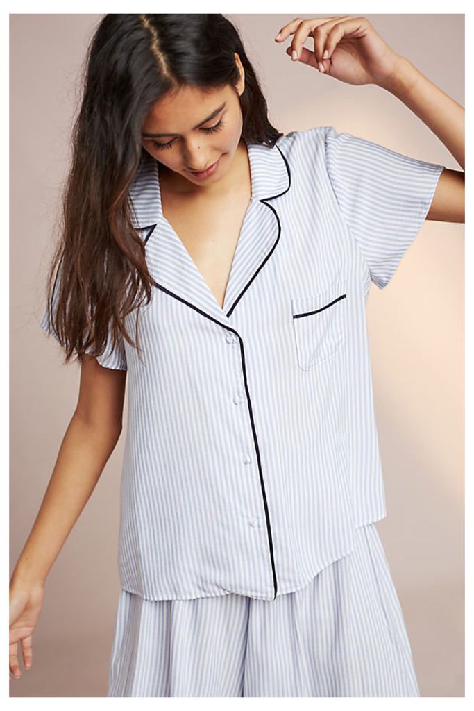 Irja Pyjama Top - Blue Motif, Size M