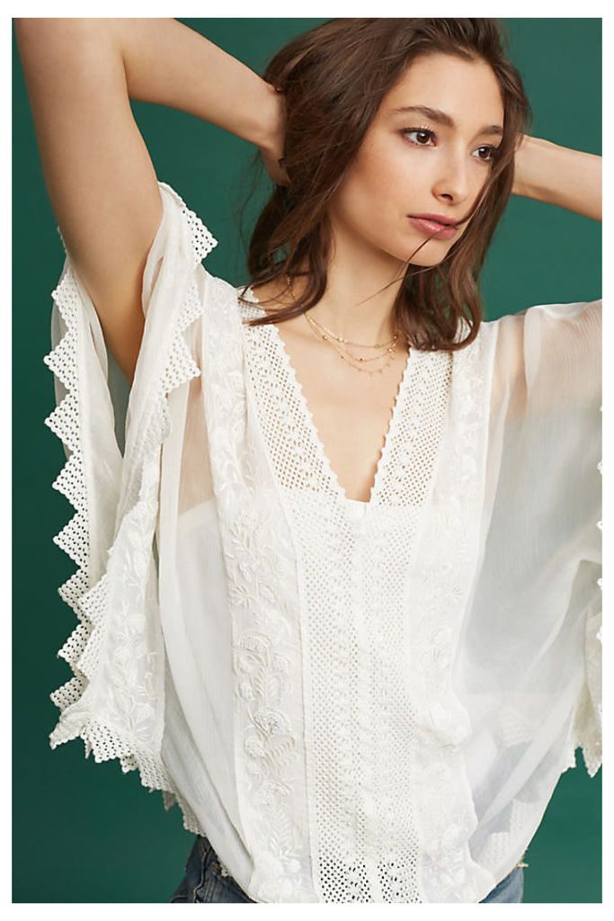 Neriah Embroidered Blouse, White - White, Size Xl