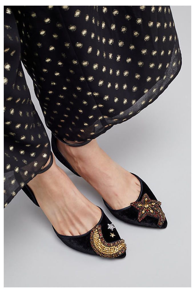 Sam Edelman Star And Moon Embellished Heels - Black Motif, Size 39