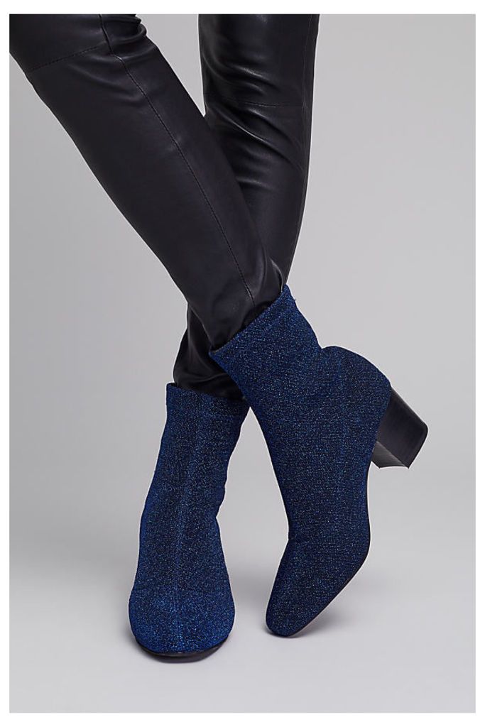 Alvilda Lurex Ankle Boots - Blue, Size 38