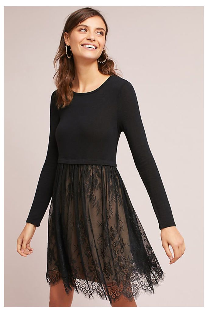 Hadarah Layered Lacework Dress - Black, Size S