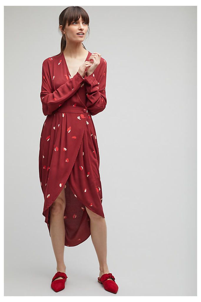 Syrah Print Wrap Dress - Red, Size Uk 8