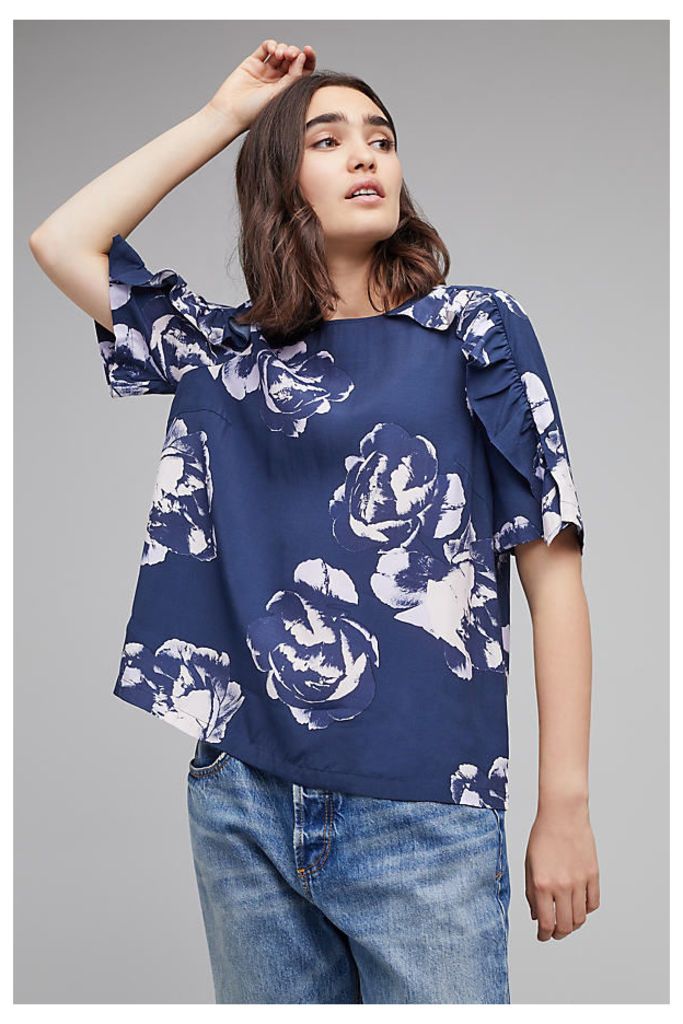 Finna Oversized Floral T-shirt - Navy, Size Uk 12