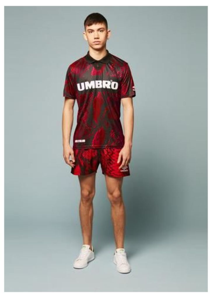 Umbro Snake Print Collared Football Top (Red)