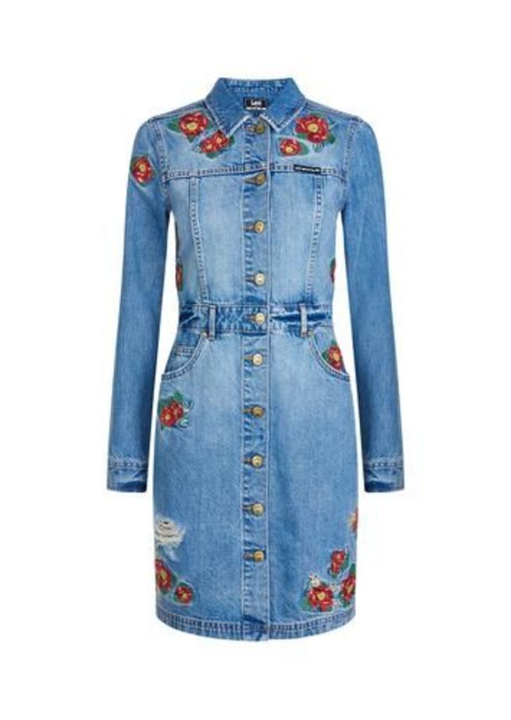 Floral Embroidery Shirt Dress