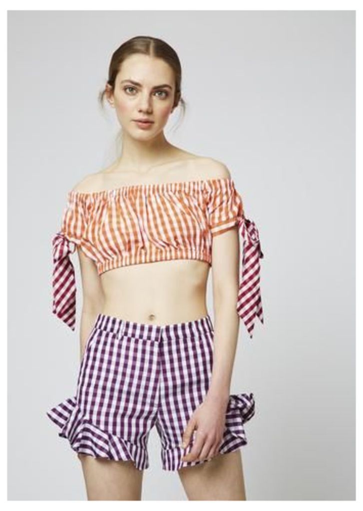 Gingham Cotton Frill Shorts
