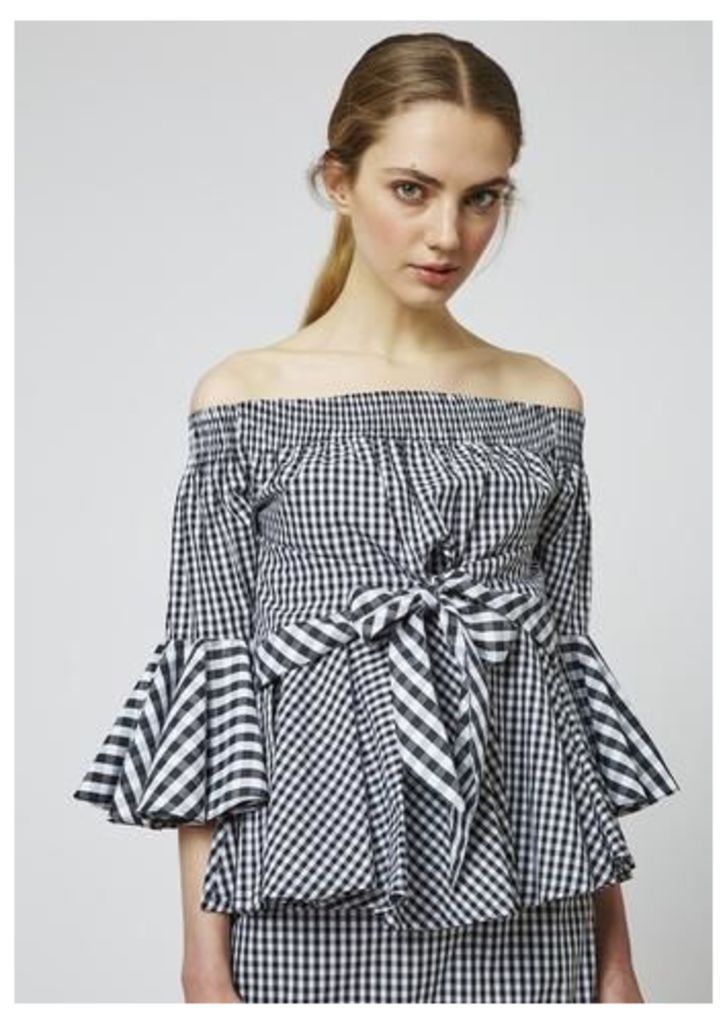 Gingham Cotton Off The Shoulder Top