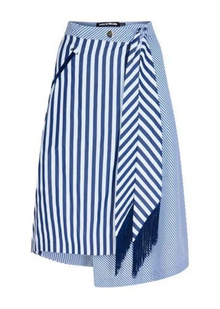 Contrast Stripe Wrap Skirt