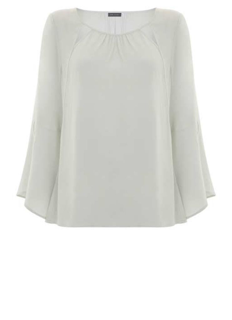 Mint Cut Out Fluted Sleeve Blouse