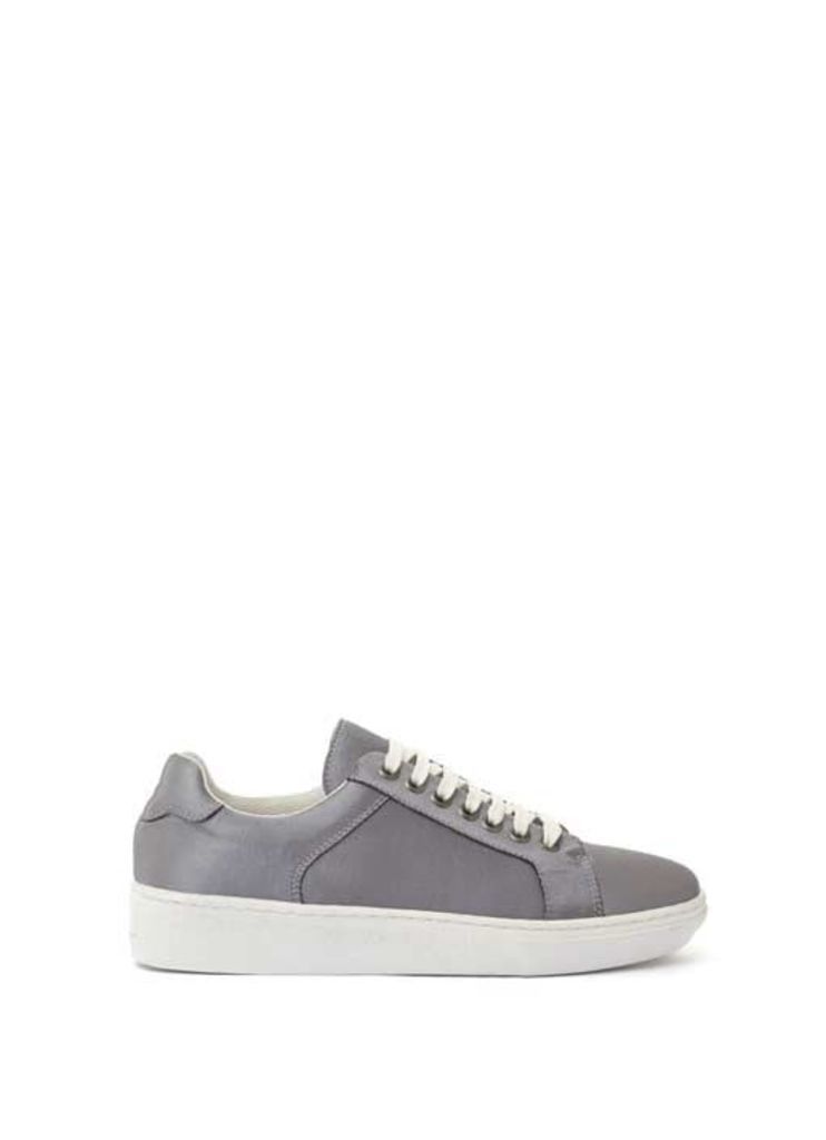 Grey Sandy Satin Lace Up Trainer