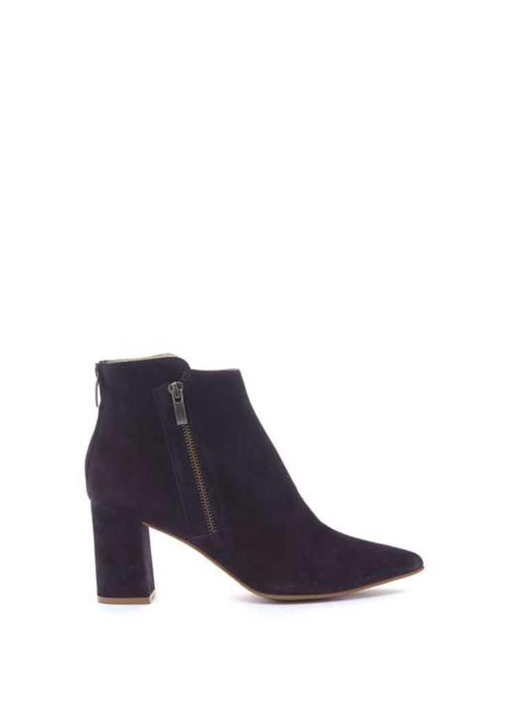Navy Rose Double Zip Ankle Boot
