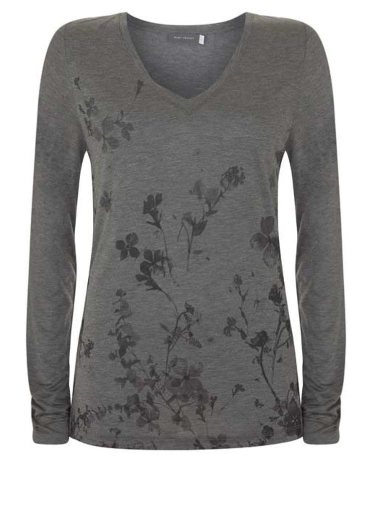 Silver Grey Scatter Floral Tee